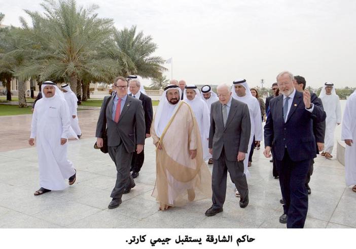 HH Dr. Sheikh Sultan bin Mohammed Al Qasimi, Supreme Council Member and Ruler of Sharjah, with former US President Jimmy Carter 