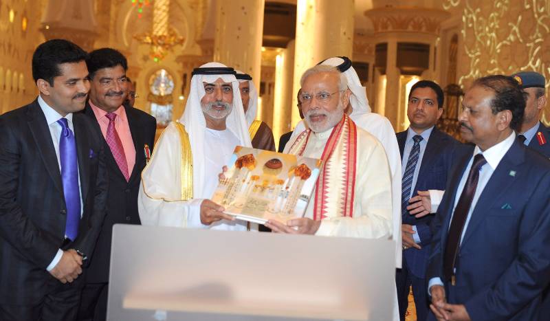 Prime Minister Narendra Modi  with Sheikh Nahyan bin Mubarak Al Nahyan at Abu Dhabi, UAE