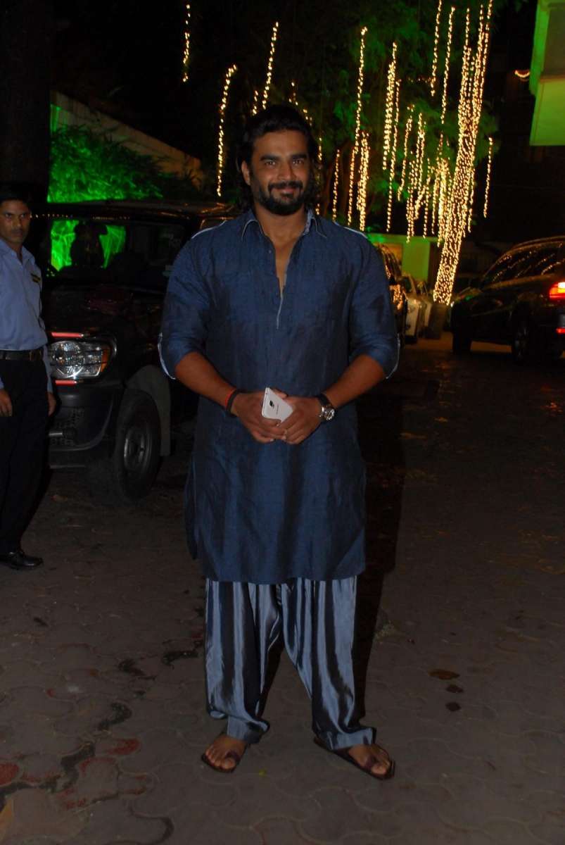 Mumbai: Actor R Madhavan arrives to attend actor Shilpa Shetty`s Diwali party for her friends, in Mumbai, on October 19, 2014. (Photo: IANS)