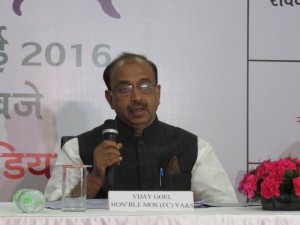 New Delhi: Union Minister of State for Youth Affairs and Sports Vijay Goel addresses a press conference on 'Run for Rio Olympics', in New Delhi on July 25, 2016. (Photo: IANS)