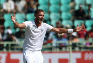 Visakhapatnam: Stuart Broad of England celebrates fall of a wicket during the Day-4 of the second test cricket match between India and England at the Dr. YS Rajasekhara Reddy ACA-VDCA Cricket Stadium in Visakhapatnam on Nov. 20, 2016. (Photo: Surjeet Yadav/IANS)