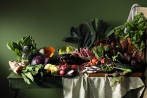 Fruits and vegetables on table