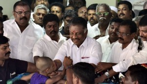 AIADMK leader O Panneerselvam at his residence in Chennai (Photo: IANS)