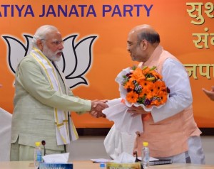 Prime Minister Narendra Modi with BJP president Amit Shah and other senior leaders at BJP Parliament Board Meeting (Photo: IANS)