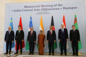 Delegates of India, central Asia and Afghanistan pose for photos after the Ministerial Meeting of the India-Central Asia-Afghanistan Dialogue in Samarkand, Uzbekistan, Jan. 13, 2019. (Xinhua/Cai Guodong/IANS)