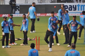 Kolkata: Bangladesh cricketers during a practice session ahead of the first Day-Night Test match against India at the Eden Gardens in Kolkata on Nov 21, 2019. (Photo: Kuntal Chakrabarty/IANS)