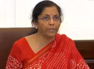 New Delhi: Union Finance and Corporate Affairs Minister Nirmala Sitharaman addresses the media via video conferencing, in New Delhi on March 24, 2020. (Photo: IANS)
