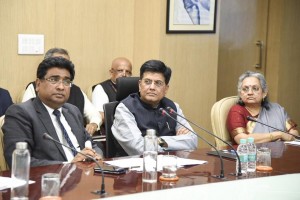 New Delhi: Union Railways Minister Piyush Goyal presides over a meeting to review the progress and preparedness of the Indian Railways to stop the spread of Coronavirus in the country, in New Delhi on March 18, 2020. (Photo: IANS)