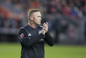TORONTO, Oct. 20, 2019 (Xinhua) -- Wayne Rooney of D.C. United reacts during the first round match of the 2019 Major League Soccer (MLS) Cup Playoffs between D.C. United and Toronto FC at BMO Field in Toronto, Canada, Oct. 19, 2019. (Photo by Zou Zheng/Xinhua/IANS)