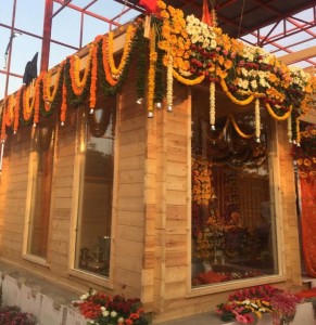 Ayodhya: The idol of Ram Lalla was shifted to the new makeshift temple on the first day of 'Navratri', amid pealing of bells and clanging of gongs, at Manas Bhawan in Ayodhya at 4.a.m on March 25, 2020. The deity has been seated on a silver throne, weighing about 9.5 kilograms. The throne has been 'gifted' by the Raja Ayodhya Vimlendra Mohan Mishra, who is also a member of the Shri Ram Teerth Kshetra Trust. The intricately carved throne has been made by artisans from Jaipur. (Photo:IANS)
