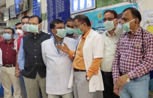 Patna: Doctors outside the coronavirus isolation ward at the Central Super Speciality Hospital in Patna on March 14, 2020. (Photo: IANS)