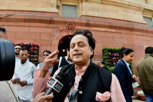 New Delhi: Congress MP Shashi Tharoor during the Winter Session at Parliament in New Delhi on March 11, 2020. (Photo: IANS)