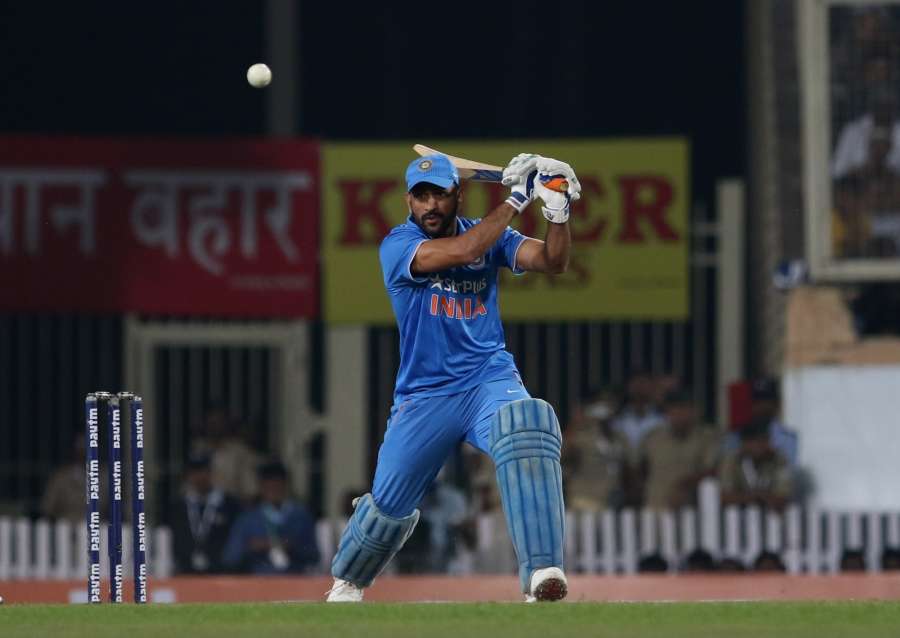 Ranchi: India captain MS Dhoni in action during the fourth ODI match between India and New Zealand at JSCA International Stadium Complex in Ranchi on Oct 26, 2016. (Photo: Surjeet Yadav/IANS)