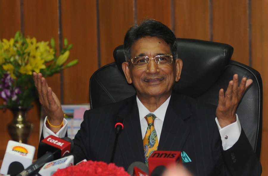 Newly appointed Chief Justice of India, Justice Rajendra Mal Lodha during a press conference at Supreme Court in New Delhi on April 27, 2014. (Photo: IANS)