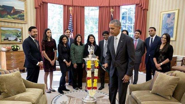 Washington D.C.: US President Barack Obama celebrates Diwali at White House's Oval Office in Washington, D.C., US. (Photo courtesy:The White House/Facebook) by . 