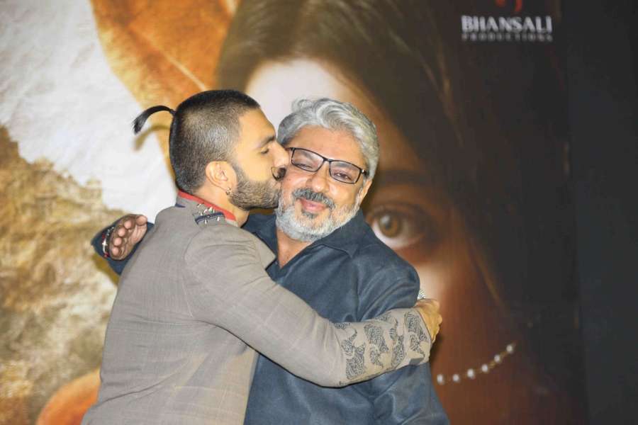 Mumbai: Filmmaker Sanjay Leela Bhansali and actor Ranveer Singh during the trailer launch of film Bajirao Mastani in Mumbai, on November 20, 2015. (Photo: IANS) by . 