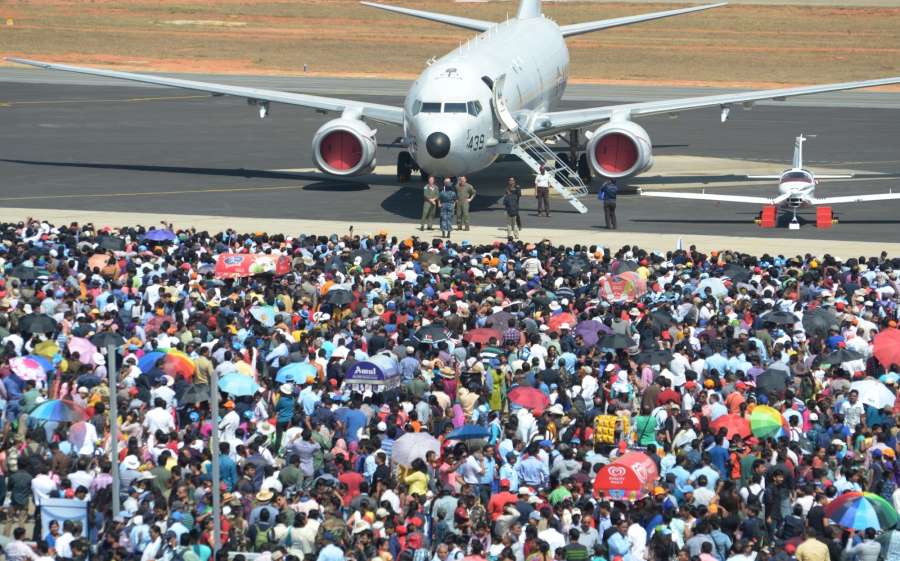 Bengaluru: Aero India 2017 underway at Yelahanka Air Force Station in Bengaluru, on Feb 18, 2017. (Photo: IANS) by . 
