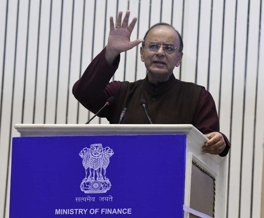 New Delhi: Union Minister for Finance and Corporate Affairs Arun Jaitley addresses at the Post-Budget Interactive Session with the representatives of Industry Associations including CII, FICCI, ASSOCHAM, in New Delhi on Feb 3, 2017. (Photo: IANS) by . 