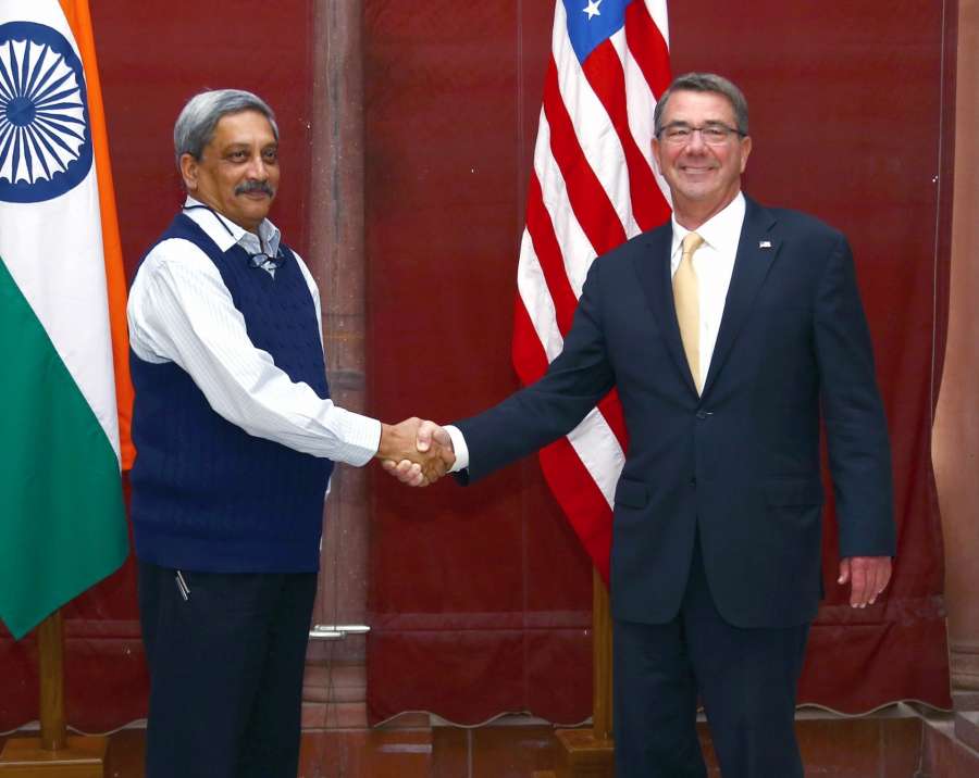 New Delhi: US Secretary of Defence, Dr. Ashton Carter meets the Union Minister for Defence Manohar Parrikar in New Delhi on Dec 8, 2016. (Photo: IANS/PIB) by . 