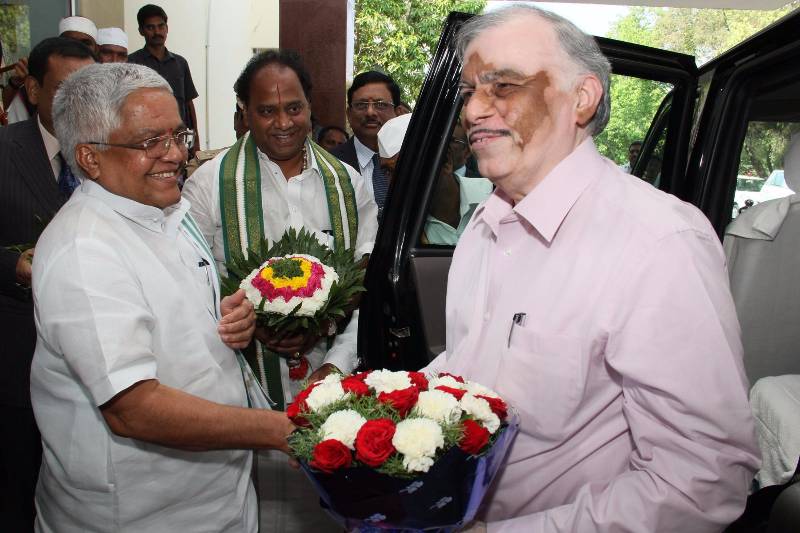 Chief Justice of Supreme Court of India Justice P. Sathasivam being welcomed at at Guest House in Tirumala on April 13, 2014. (Photo: IANS) by . 