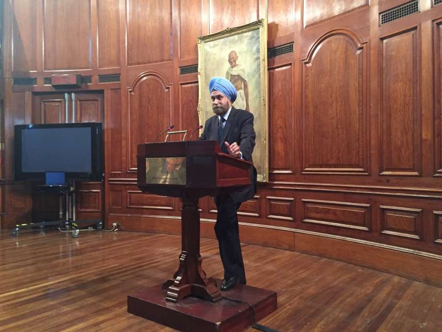 London: India's High Commissioner to the UK Navtej Sarna during an interaction with Indian academicians and students at India House in London on May 5, 2016. (Photo: IANS) by . 