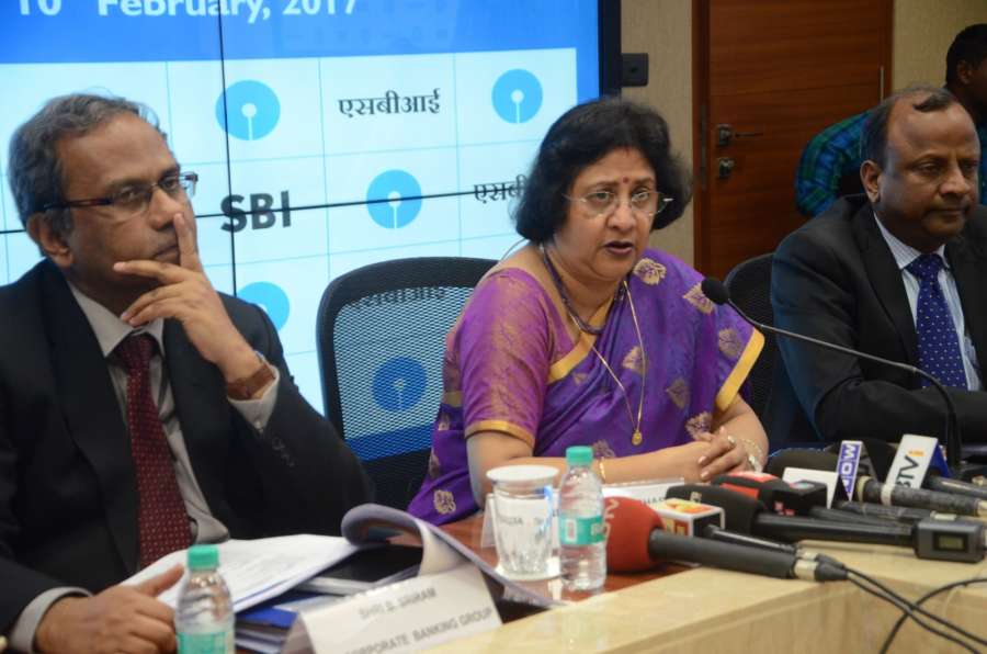 Mumbai: State Bank of India Chairman Arundhati Bhattacharya announces the Financial Results for for the quarter ended December 31, 2016 at SBI Headquarters in Mumbai, on Feb 10, 2017. The government-owned bank said it closed the last quarter with a net profit of Rs 2,610 crore. (Photo: Sandeep Mahankal/IANS) by . 