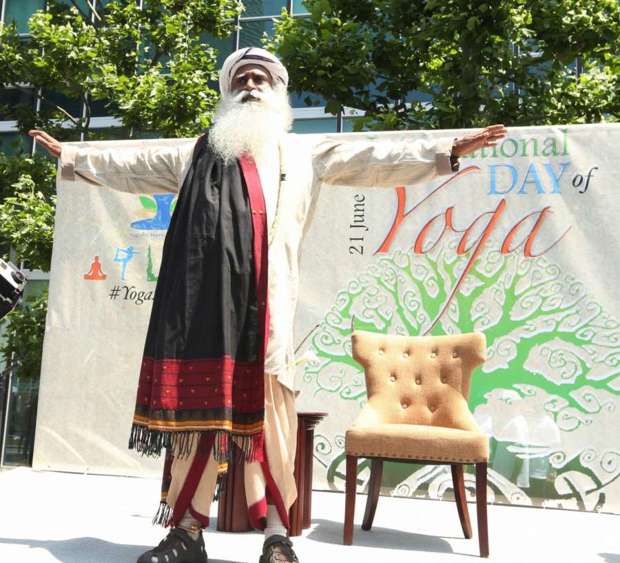 United Nations: Spiritual leader Sadhguru Jaggi Vasudev addresses during the International Day for Yoga programme at United Nations in New York on June 21, 2016. (Photo: Mohammed Jaffer/IANS) by . 