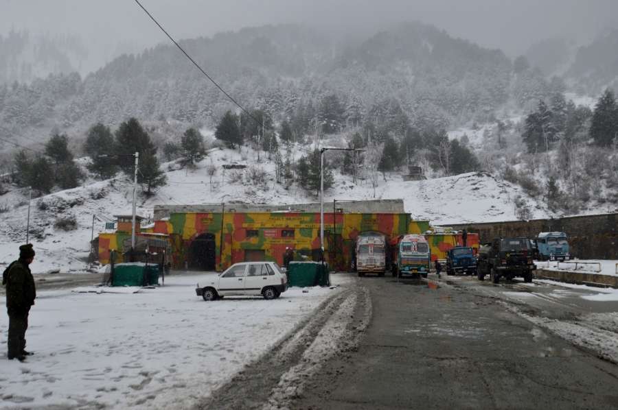 Banihal: Snowfall at Jawahar tunnel or Banihal Tunnel on Srinagar-Jammu National Highway in Jammu and Kashmir on Jan 4, 2017. (Photo: IANS) by . 