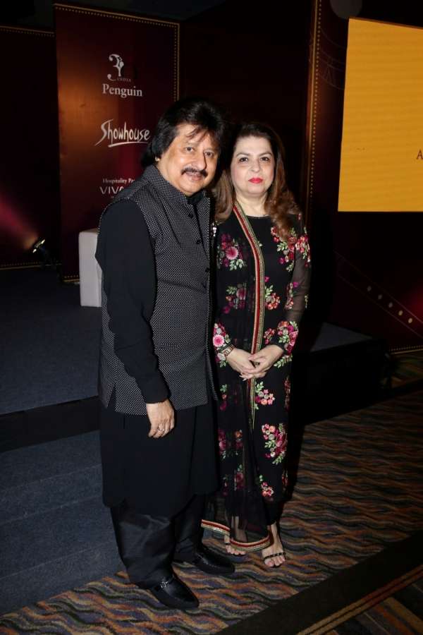 Mumbai: Ghazal singer Pankaj Udhas along with his wife Farida Udhas during the launch of his book Master on Masters in Mumbai on March 28, 2017. (Photo: IANS) by . 