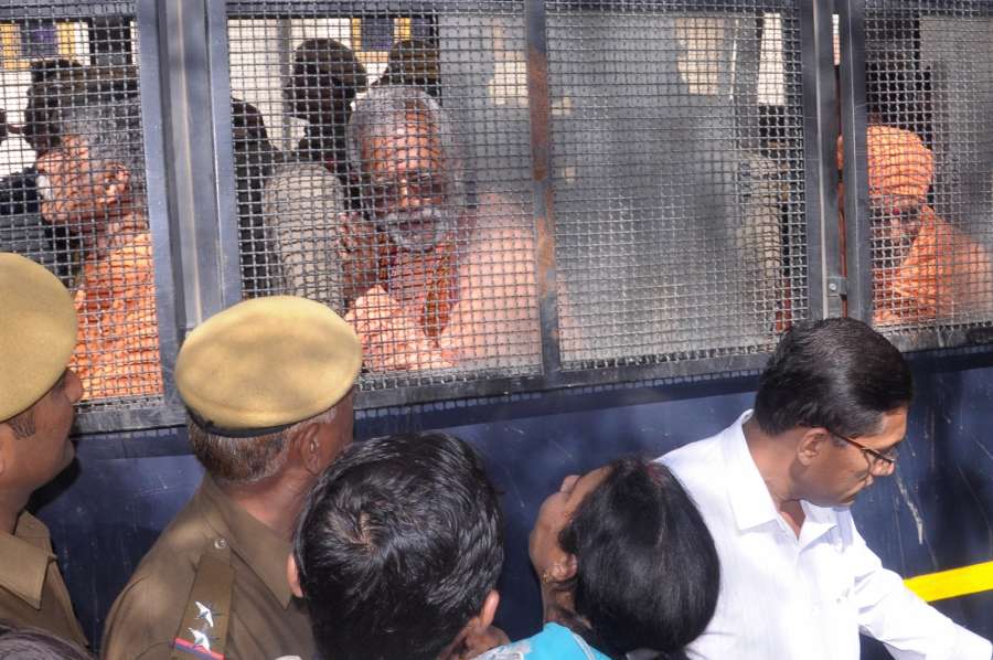 Jaipur: The accused in the Ajmer Dargah bomb blast case 2007 being taken back after produced in a NIA Court in Jaipur on 25, Feb 2017. (Photo: Ravi Shankar Vyas/IANS) by .