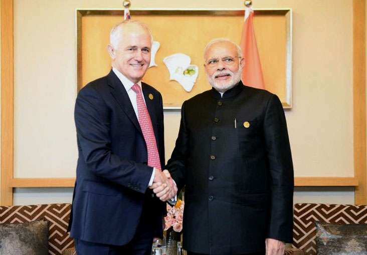 Hangzhou (China): Prime Minister Narendra Modi meets Prime Minister of Australia Malcolm Turnbull, on the sidelines of G20 Summit 2016, in Hangzhou, China on Sept 4, 2016. (Photo: IANS/PIB) by . 