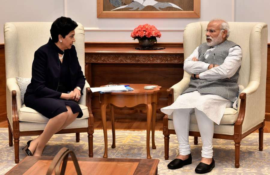 New Delhi: CEO PepsiCo Chairperson Indra Nooyi calls on Prime Minister Narendra Modi, in New Delhi on March 2, 2017. (Photo: IANS/PIB) by .