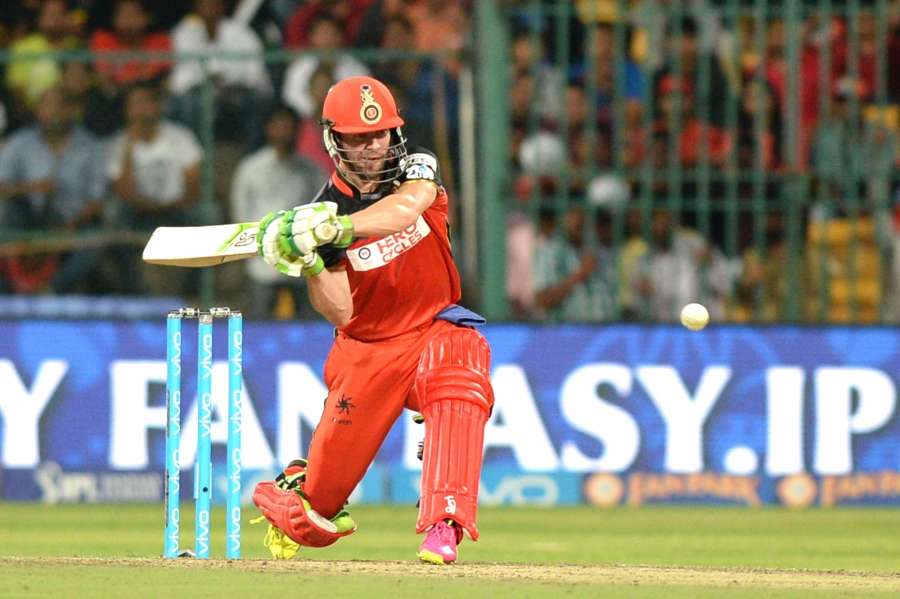 Bengaluru: AB de Villiers of Royal Challengers Bangalore in action during qualifier 1 of IPL 2016 between Gujarat Lions and Royal Challengers Bangalore at M Chinnaswamy Stadium in Bengaluru on May 24, 2016. (Photo: IANS) by . 