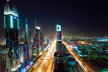 Dubai skyline at night, UAE by . 