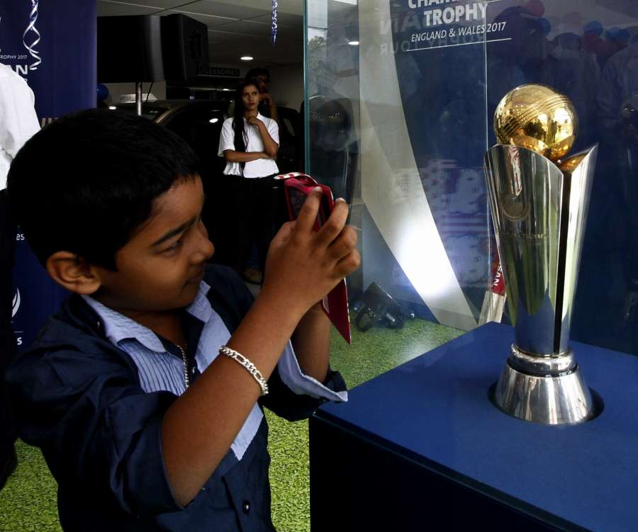Chennai: The ICC Champions Trophy 2017 being on display during its 'Trophy Tour' in India; in Chennai on March 17, 2017. (Photo: IANS) by . 