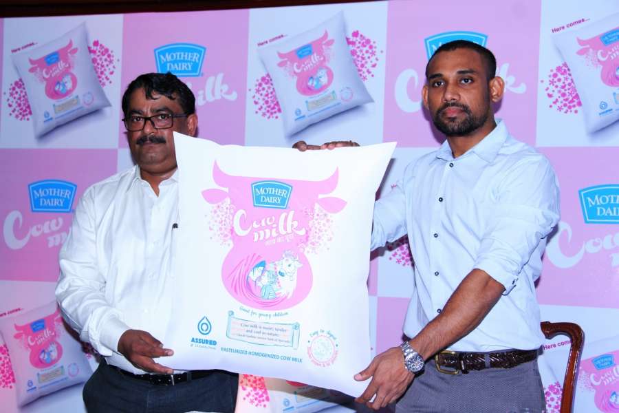 Hyderabad: Mother Dairy Business Head-Milk Sandeep Ghosh during the launch of a cow milk variant in Hyderabad on July 21, 2016. (Photo: IANS) by .