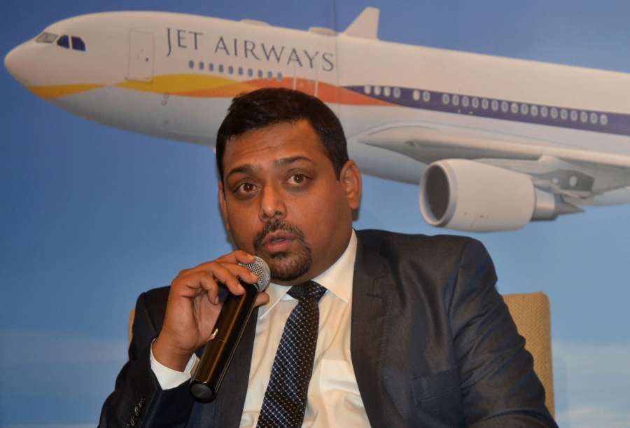 Bengaluru: Jet Airways Vice-President Commercial (India) Praveen Iyer addresses a press conference during the launch of direct daily services from Bengaluru to Singapore and Colombo by Jet Airways; in Bengaluru on Dec 13, 2016. (Photo: IANS) by . 