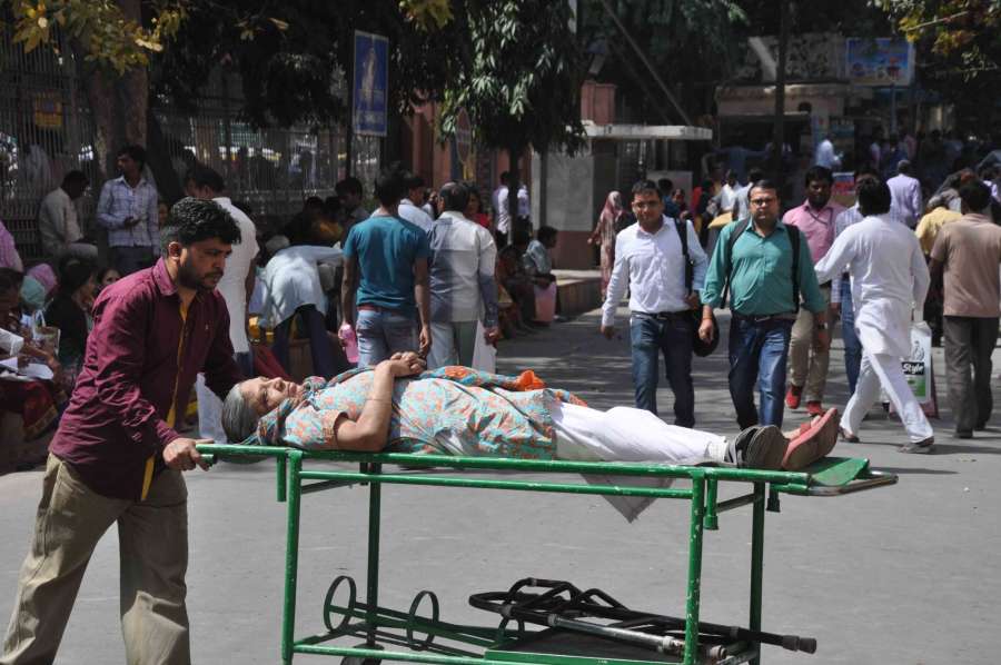 New Delhi: Patients inconvenienced as doctors go on strike to press for implementation of Violence Against Doctors Act, 2010, at Ram Manohar Lohia Hospital in New Delhi on March 23, 2017. (Photo: IANS) by .