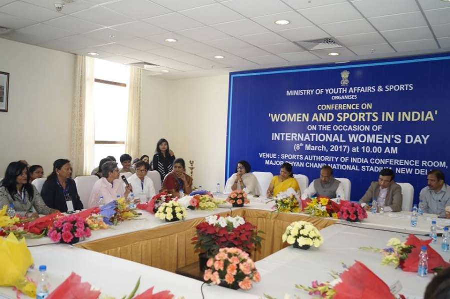 New Delhi: Union Minister of State (I/C) for Youth Affairs and Sports Vijay Goel during a conference on 'Women and Sports in India' on International Women's Day in New Delhi on March 8, 2017. (Photo: IANS) by . 