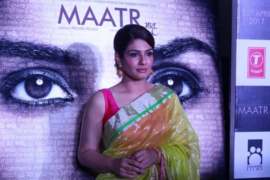 Mumbai: Actress Raveena Tandon during the trailer launch of film "Maatr" in Mumbai on March 30, 2017. (Photo: IANS) by . 