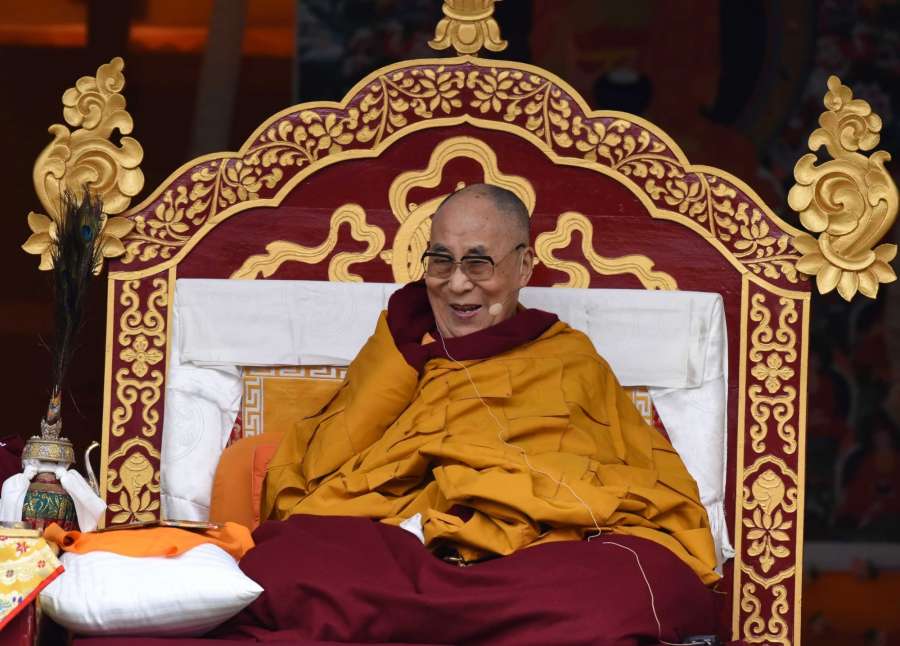 Bomdila: Tibetan spiritual leader Dalai Lama delivers sermon at Buddha Stadium in Bomdila, Arunachal Pradesh on April 5, 2017. (Photo: IANS) by . 