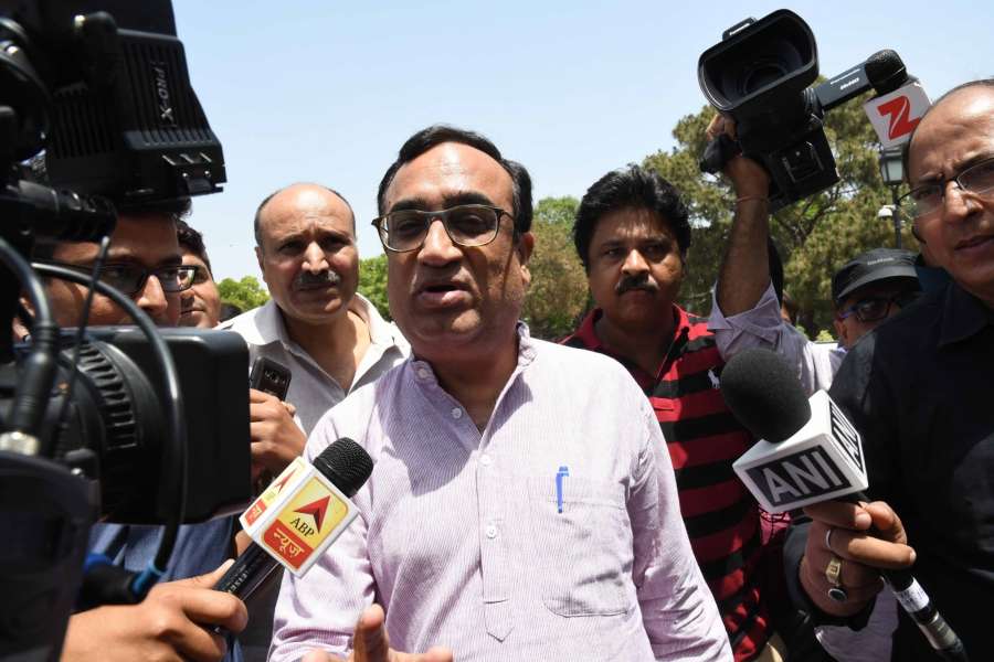 New Delhi: Delhi Congress chief Ajay Maken talks to press in New Delhi on April 26, 2017. (Photo: IANS) by .