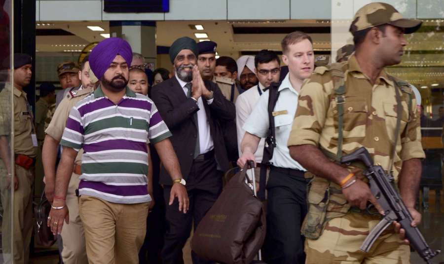Amritsar: Canadian Defence Minister Harjit Singh Sajjan arrives at Sri Guru Ramdas International airport in Amritsar on April 19, 2017. (Photo: IANS) by . 