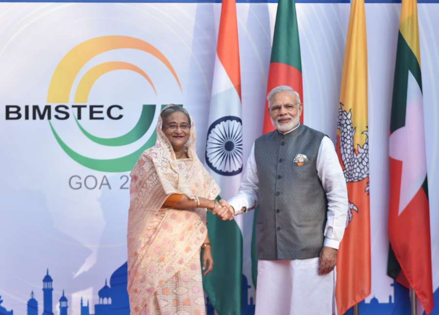 Benaulim: Prime Minister Narendra Modi formally receives the Bangladesh Prime Minister Sheikh Hasina, in Benaulim, Goa on Oct 16, 2016. (Photo: IANS/PIB) by . 