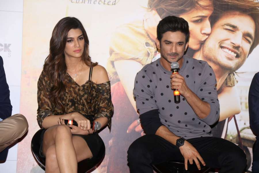 Mumbai: Actors Sushant Singh Rajput and Kriti Sanon during the Trailer launch of film Raabta in Mumbai on April 16, 2017. (Photo: IANS) by .