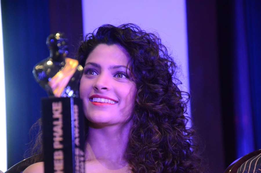 Mumbai: Actress Saiyami Kher during a press conference organised to unveil the trophy of Dadasaheb Phalke Excellence Award 2017 in Mumbai, on April 20, 2017. (Photo: IANS) by . 
