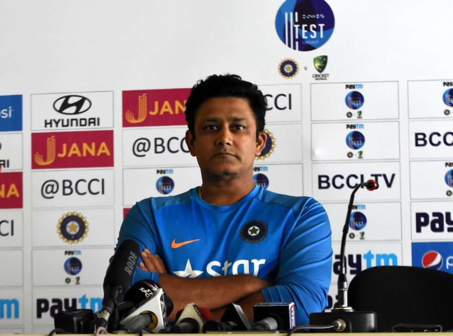 Ranchi: Indian cricket coach Anil Kumble addresses a press conference at JSCA stadium in Ranchi on March 14, 2017. (Photo: IANS) by . 