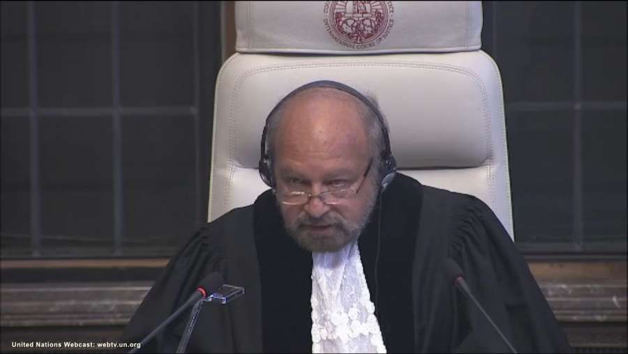 The Hague: A screengrab of President of International Court of Justice, Judge Ronny Abraham, reading out the court verdict in Kulbhushan Jadhav's case in The Hague, Netherlands on May 18, 2017. In a major relief for India, the International Court of Justice ordered Pakistan not to execute alleged spy Kulbhushan Jadhav till a final decision is taken. (Photo: IANS/UN) by .