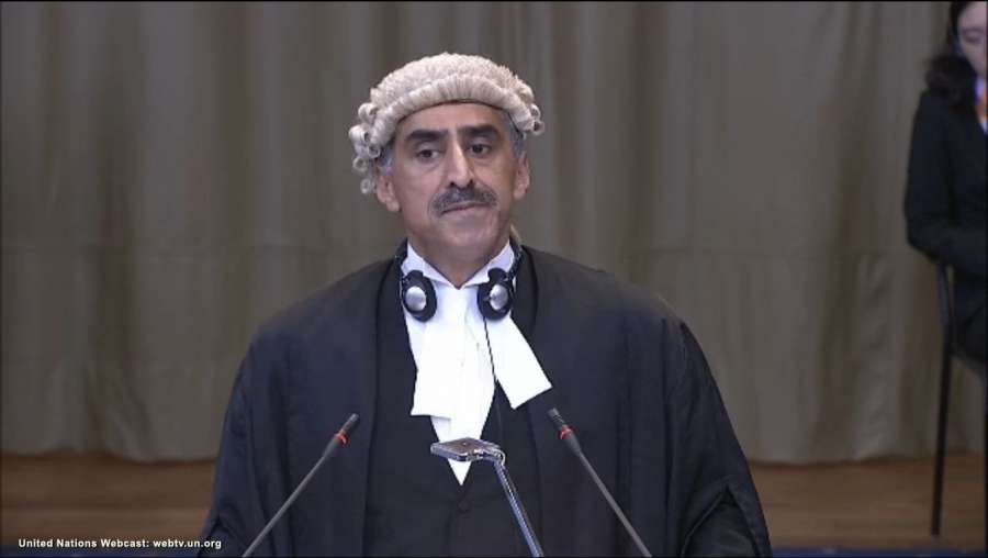 A screengrab of QC Khawar Qureshi as he pleads at the International Court of Justice from Pakistan's side during a public hearing in the case of Kulbhushan Jadhav, the alleged Indian spy sentenced to death by a Pakistani military court in The Hague, Netherlands on May 15, 2017. (Photo: IANS/UN) by .