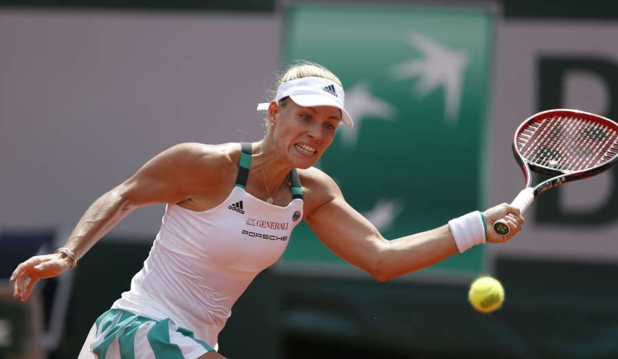 PARIS, May 28, 2017 (Xinhua) -- Angelique Kerber of Germany returns a shot during the women's singles first round match with Ekaterina Makarova of Russia at French Open Tennis Tournament 2017 in Roland Garros, Paris, France on May 28, 2017. (Xinhua/Han Yan/IANS) by .